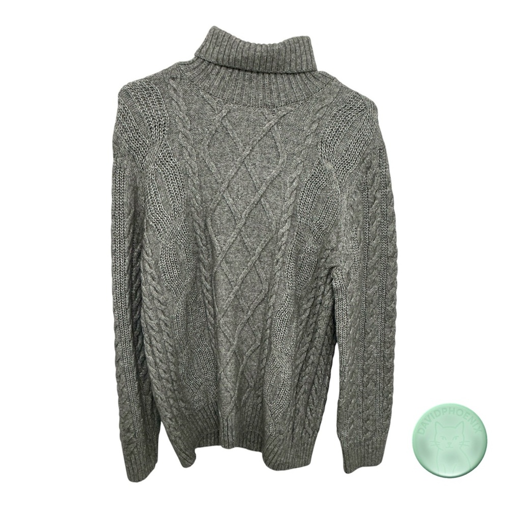 EXPRESS Sweater Cable Knit Turtleneck Gray Size M – Conscious Edit